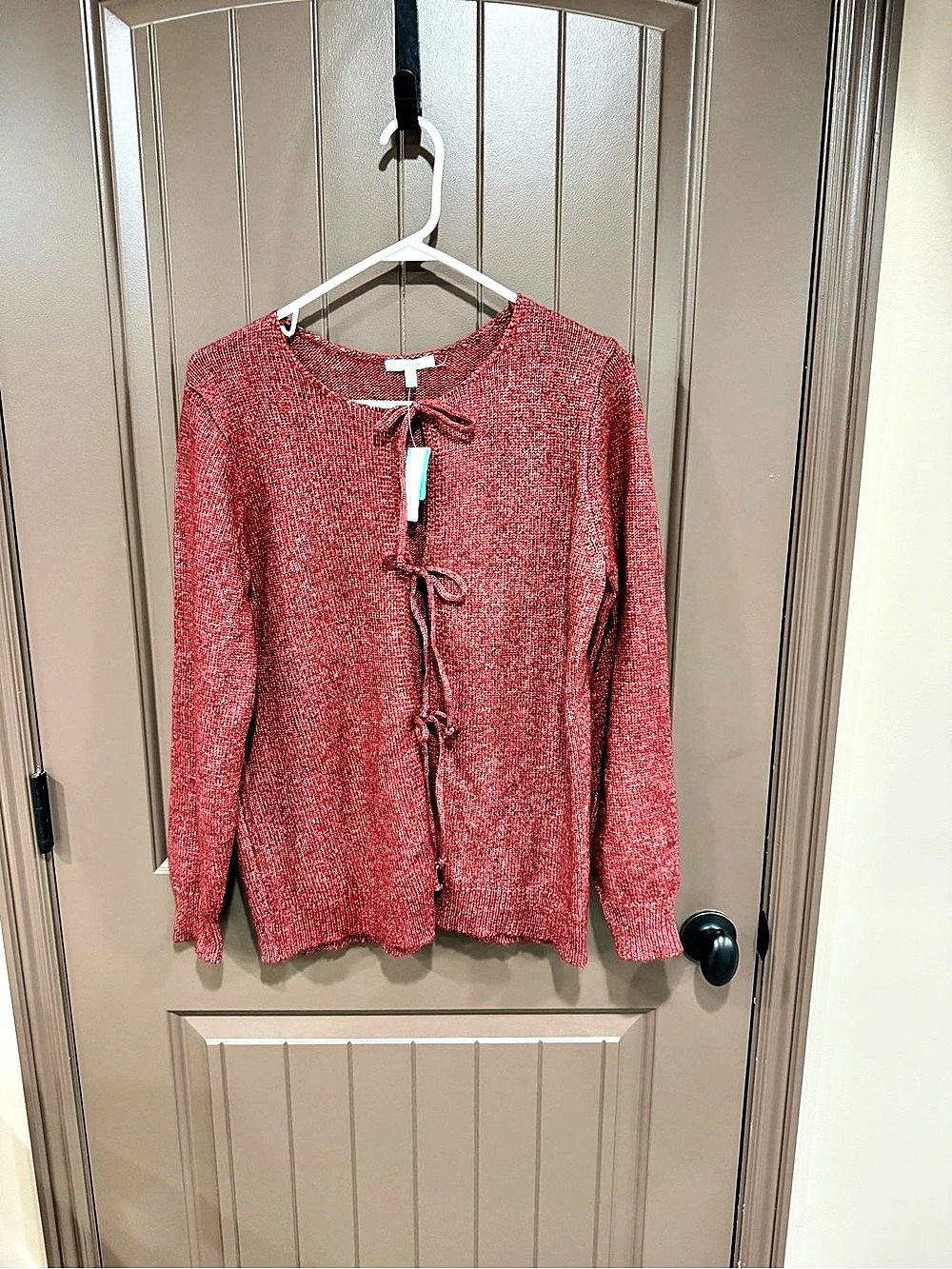 maurices Knit Tie-Front Sweater in Red Size Medium NWT